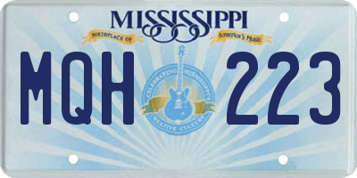 MS license plate MQH223
