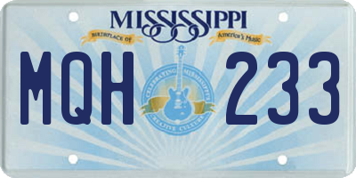 MS license plate MQH233
