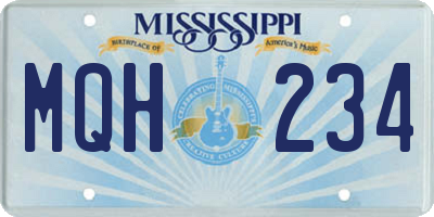 MS license plate MQH234
