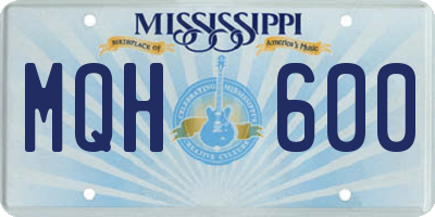 MS license plate MQH600