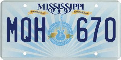 MS license plate MQH670