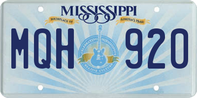 MS license plate MQH920