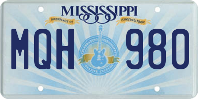 MS license plate MQH980