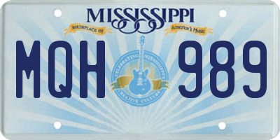 MS license plate MQH989