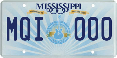 MS license plate MQI000