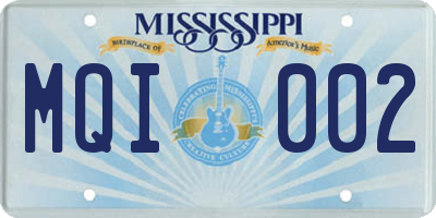 MS license plate MQI002