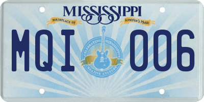 MS license plate MQI006