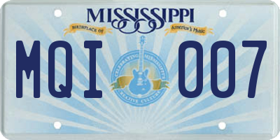 MS license plate MQI007