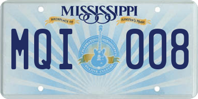 MS license plate MQI008