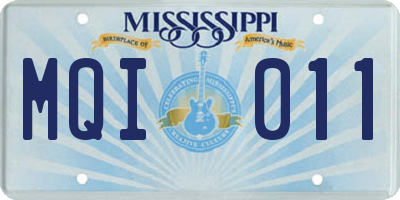 MS license plate MQI011