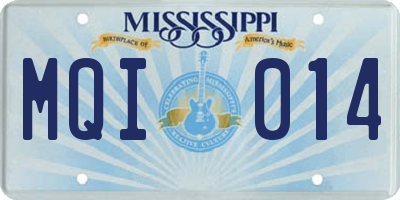 MS license plate MQI014