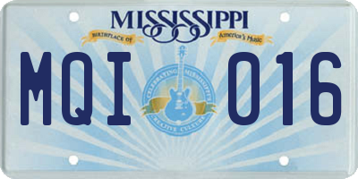 MS license plate MQI016