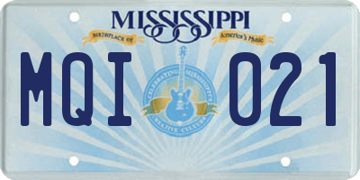MS license plate MQI021