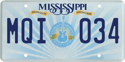 MS license plate MQI034