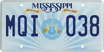 MS license plate MQI038