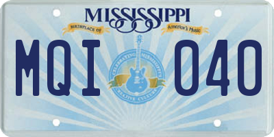 MS license plate MQI040