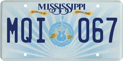 MS license plate MQI067