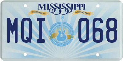 MS license plate MQI068