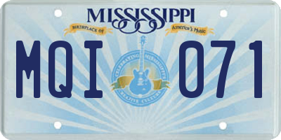MS license plate MQI071