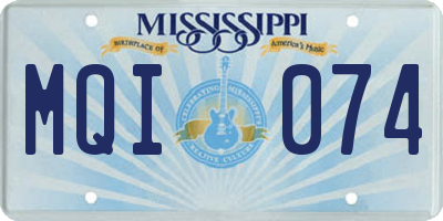 MS license plate MQI074