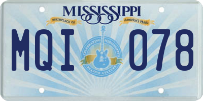 MS license plate MQI078