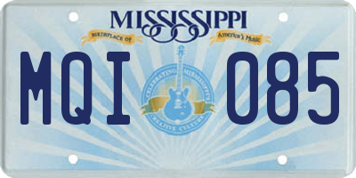 MS license plate MQI085