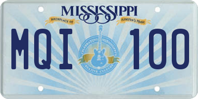 MS license plate MQI100