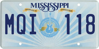 MS license plate MQI118