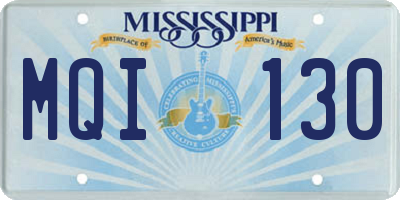 MS license plate MQI130