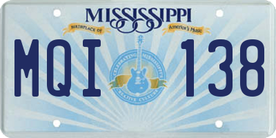 MS license plate MQI138
