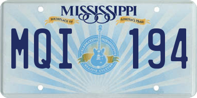 MS license plate MQI194
