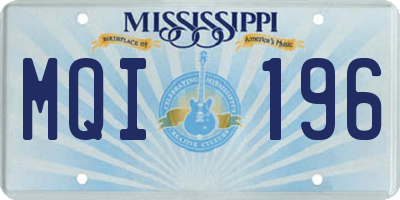 MS license plate MQI196