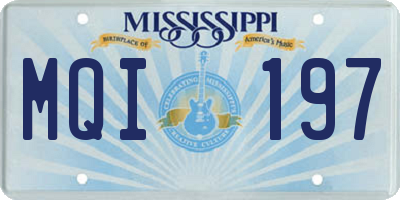 MS license plate MQI197