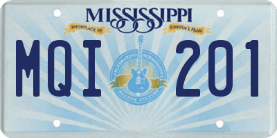 MS license plate MQI201
