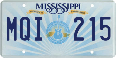 MS license plate MQI215