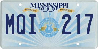 MS license plate MQI217
