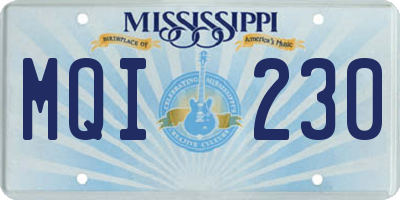 MS license plate MQI230
