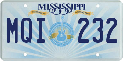 MS license plate MQI232