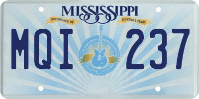 MS license plate MQI237