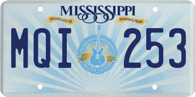 MS license plate MQI253