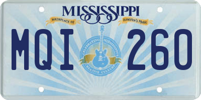 MS license plate MQI260
