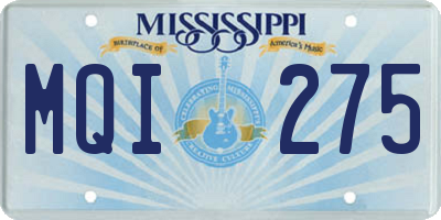 MS license plate MQI275