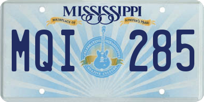 MS license plate MQI285
