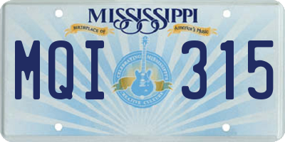 MS license plate MQI315
