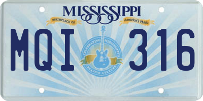 MS license plate MQI316