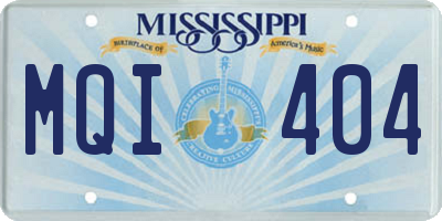 MS license plate MQI404