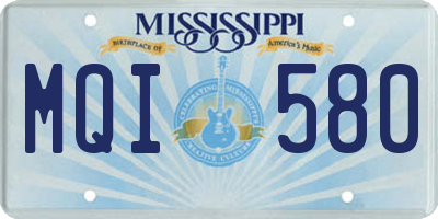 MS license plate MQI580