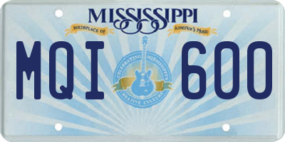 MS license plate MQI600