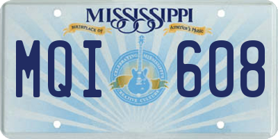 MS license plate MQI608