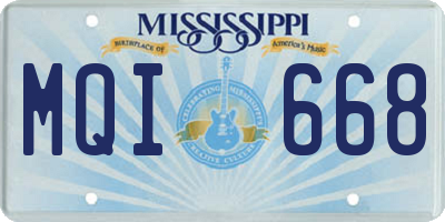 MS license plate MQI668